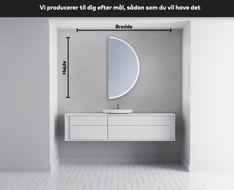 Elegant LED Halvcirkelformet Spejl - Til Badeværelse A223 #4