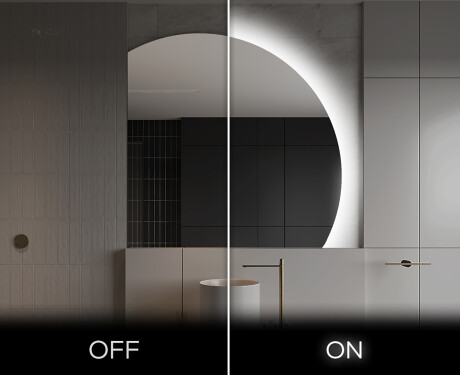 Elegant LED Halvcirkelformet Spejl - Til Badeværelse Q221 #3