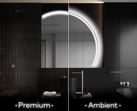 Elegant LED Halvcirkelformet Spejl - Til Badeværelse Q222