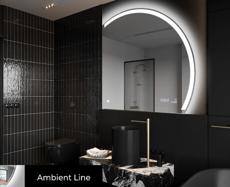 Elegant LED Halvcirkelformet Spejl - Til Badeværelse Q222 #3