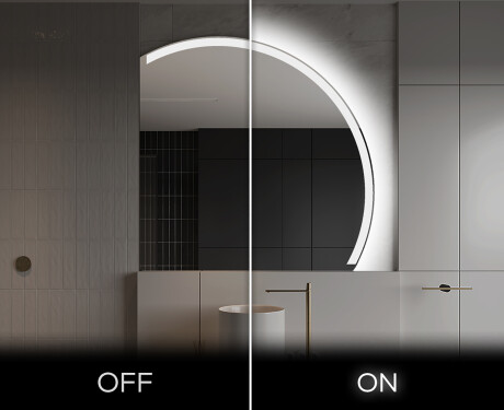 Elegant LED Halvcirkelformet Spejl - Til Badeværelse Q222 #3