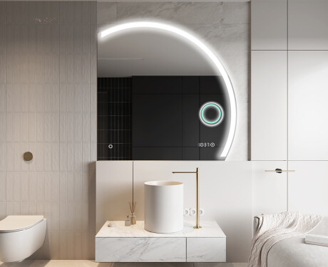 Elegant LED Halvcirkelformet Spejl - Til Badeværelse Q222 #10