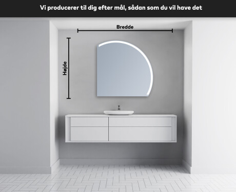 Elegant LED Halvcirkelformet Spejl - Til Badeværelse Q222 #4