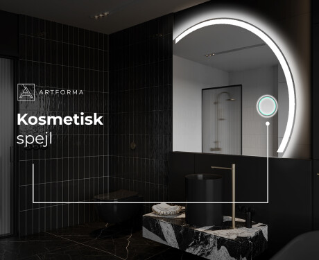 Elegant LED Halvcirkelformet Spejl - Til Badeværelse Q222 #5