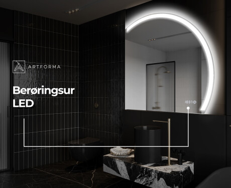 Elegant LED Halvcirkelformet Spejl - Til Badeværelse Q222 #8