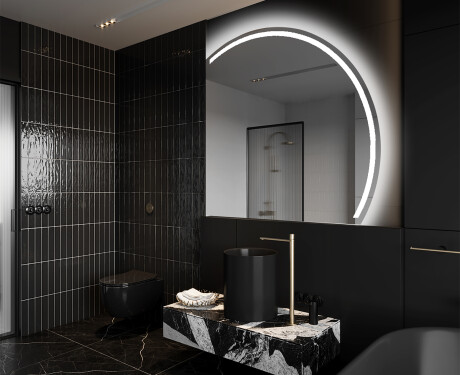 Elegant LED Halvcirkelformet Spejl - Til Badeværelse Q223