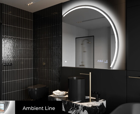 Elegant LED Halvcirkelformet Spejl - Til Badeværelse Q223 #3