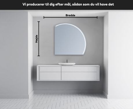 Elegant LED Halvcirkelformet Spejl - Til Badeværelse Q223 #4