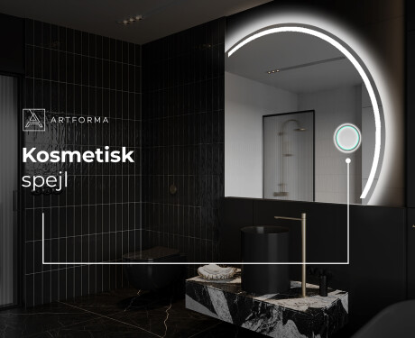 Elegant LED Halvcirkelformet Spejl - Til Badeværelse Q223 #5