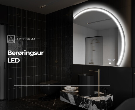 Elegant LED Halvcirkelformet Spejl - Til Badeværelse Q223 #8