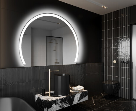 Elegant LED Halvcirkelformet Spejl - Til Badeværelse W222