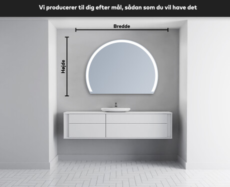 Elegant LED Halvcirkelformet Spejl - Til Badeværelse W222 #5