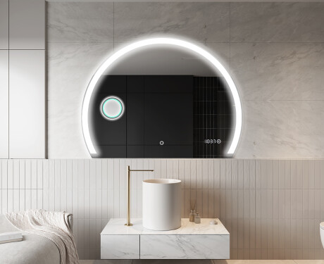 Elegant LED Halvcirkelformet Spejl - Til Badeværelse W222 #10