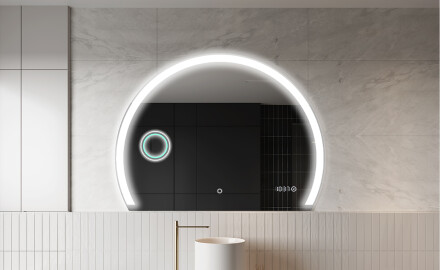Elegant LED Halvcirkelformet Spejl - Til Badeværelse W222