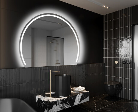 Elegant LED Halvcirkelformet Spejl - Til Badeværelse W223