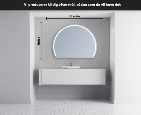 Elegant LED Halvcirkelformet Spejl - Til Badeværelse W223 #5