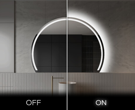 Elegant LED Halvcirkelformet Spejl - Til Badeværelse W223 #3