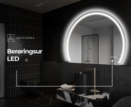 Elegant LED Halvcirkelformet Spejl - Til Badeværelse W223 #9