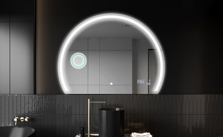 Elegant LED Halvcirkelformet Spejl - Til Badeværelse W223