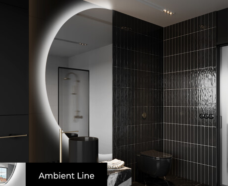 Elegant LED Halvcirkelformet Spejl - Til Badeværelse D221