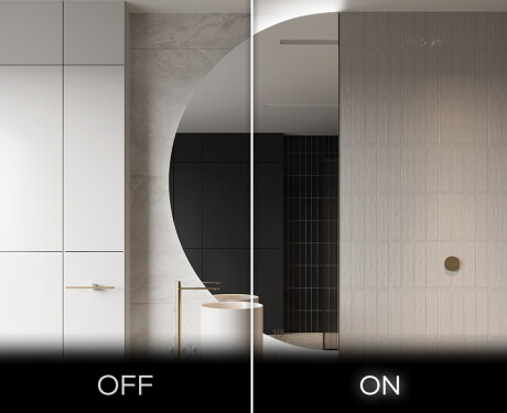 Elegant LED Halvcirkelformet Spejl - Til Badeværelse D221 #3