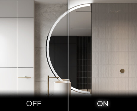 Elegant LED Halvcirkelformet Spejl - Til Badeværelse D222 #3