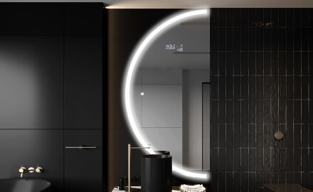 Elegant LED Halvcirkelformet Spejl - Til Badeværelse D222