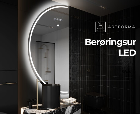 Elegant LED Halvcirkelformet Spejl - Til Badeværelse D223 #7