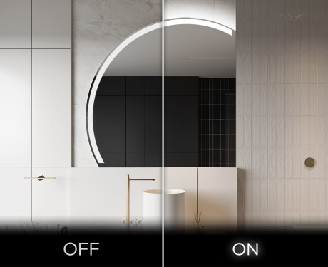 Elegant LED Halvcirkelformet Spejl - Til Badeværelse X222 #3