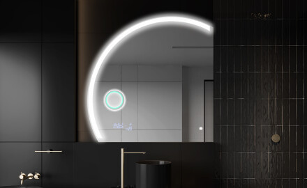 Elegant LED Halvcirkelformet Spejl - Til Badeværelse X222