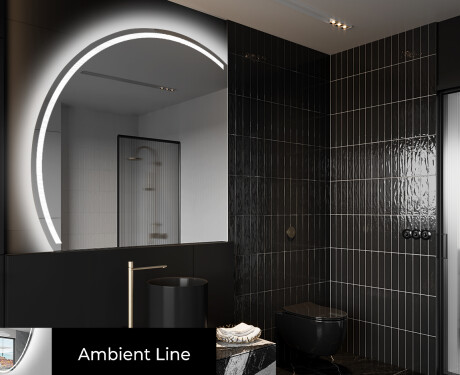 Elegant LED Halvcirkelformet Spejl - Til Badeværelse X223