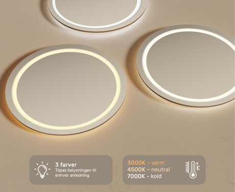 Rundt vægspejle med LED lys 80cm med koldt LED-lys 7000K, varmt lys 3000K eller neutralt lys 4500K #3