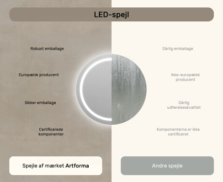 Rundt vægspejle med LED lys 80cm med koldt LED-lys 7000K, varmt lys 3000K eller neutralt lys 4500K #6