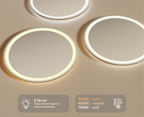 Rundt vægspejle med LED lys 60cm med koldt LED-lys 7000K, varmt lys 3000K eller neutralt lys 4500K #3