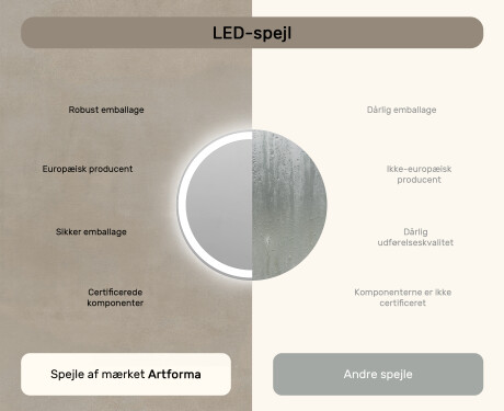 Rundt vægspejle med LED lys 60cm med koldt LED-lys 7000K, varmt lys 3000K eller neutralt lys 4500K #6