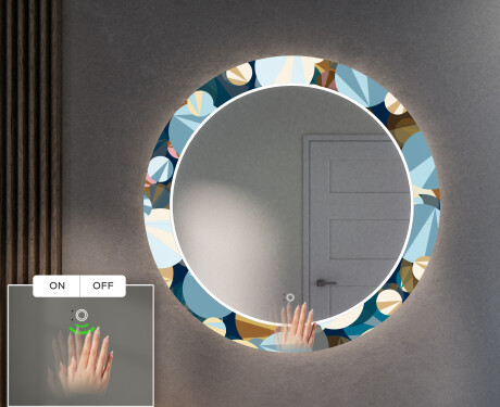Rundt dekorativt spejl med LED baggrundsbelysning til entreen - ball #5