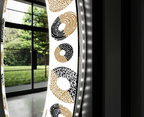 Rundt dekorativt spejl med LED baggrundsbelysning til stuen - donuts #11