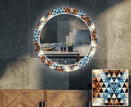 Rundt dekorative spejle med lys til stuen - Color triangles