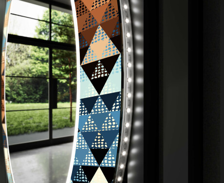 Rundt dekorative spejle med lys til stuen - Color triangles #11