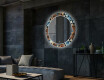 Rundt dekorativt spejl med LED baggrundsbelysning til stuen - color triangles #2