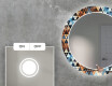 Rundt dekorativt spejl med LED baggrundsbelysning til stuen - color triangles #4