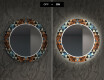 Rundt dekorativt spejl med LED baggrundsbelysning til stuen - color triangles #7