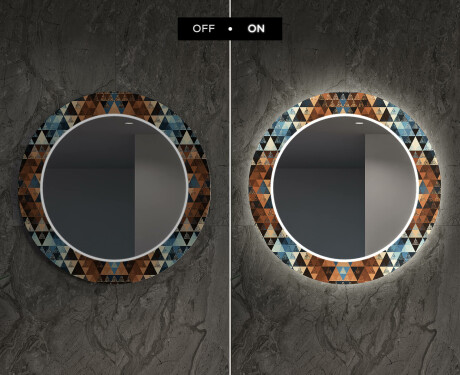 Rundt dekorative spejle med lys til stuen - Color triangles #7