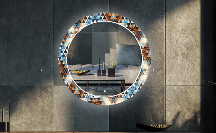 Rundt dekorative spejle med lys til stuen - Color triangles