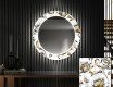 Rundt dekorativt spejl med LED baggrundsbelysning til entreen - golden flowers #1