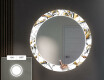Rundt dekorativt spejl med LED baggrundsbelysning til entreen - golden flowers #4