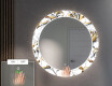 Rundt dekorativt spejl med LED baggrundsbelysning til entreen - golden flowers #5