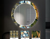 Rundt dekorativt spejl med LED baggrundsbelysning til entreen - golden flowers #6