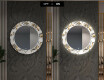 Rundt dekorativt spejl med LED baggrundsbelysning til entreen - golden flowers #7