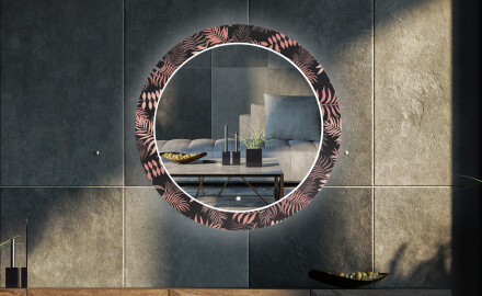 Rundt dekorative spejle med lys til stuen - Jungle